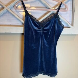 APT. 9 Strappy Tank Crop Top Cami  Stretch Velvet Lace Vintage Y2K Size: M USA